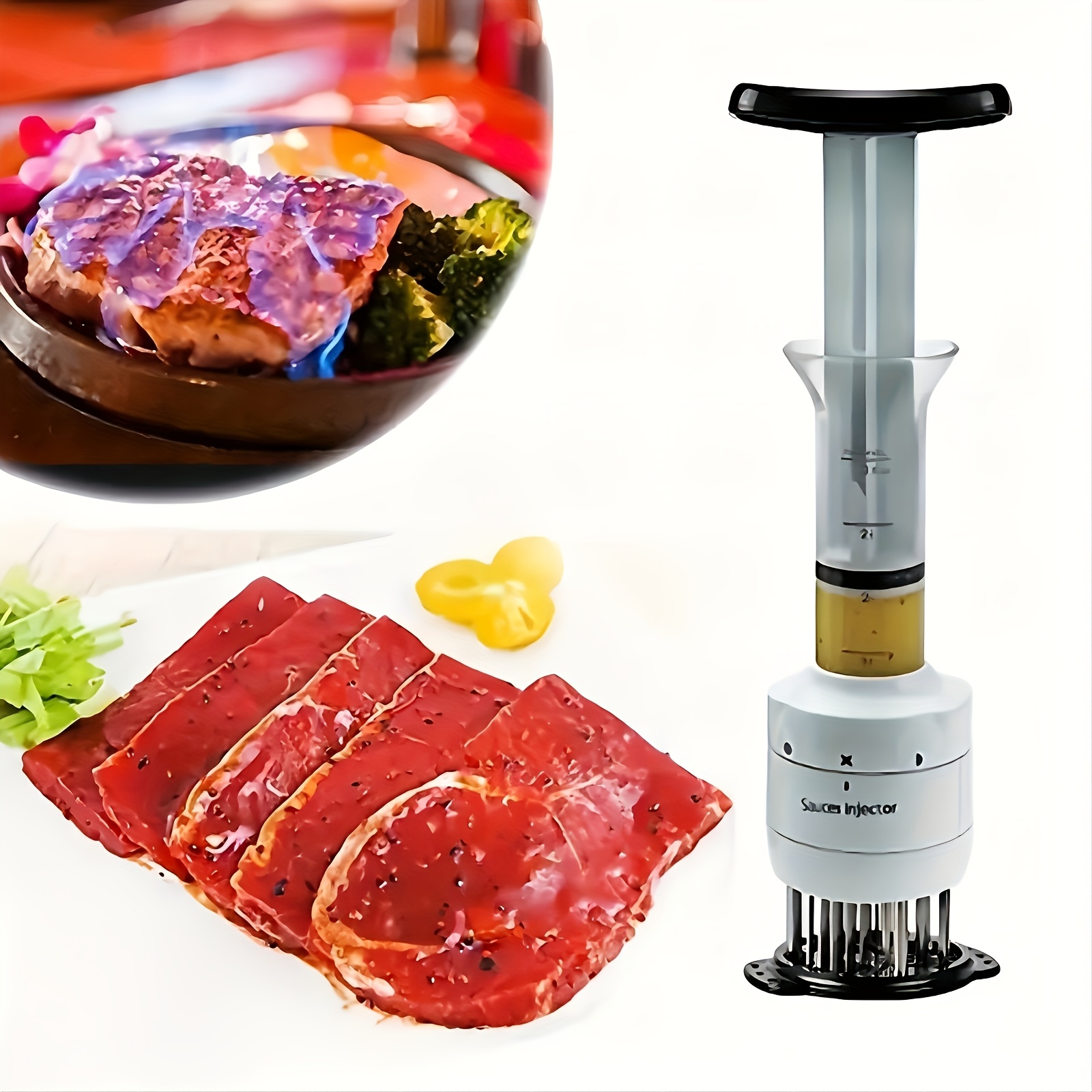 professional meat injector kit for perfect tender steak stainless steel kitchen bbq accessory marinade flavor enhancer for steak softening Product details 8