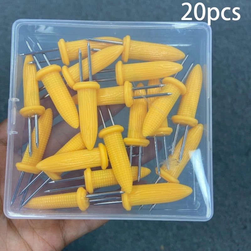 TEMU 20pcs Corn Fork, Stainless Steel Corn Clip With Plastic Handle, Heat-resistant Food Fork, Suitable For , Picnics, Camping, And Barbecues