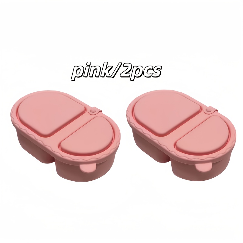 TEMU Lot de 2 boîtes-repas bento portables en silicone à double compartiment, réutilisables, étanches, avec couvercles, pour - air, conservation de