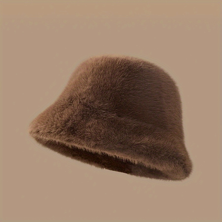 TEMU Fleece-lined Bucket Hat For Women - Cozy & Warm  , Windproof