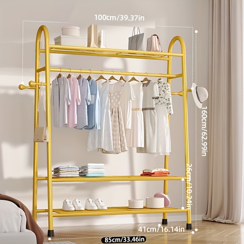 TEMU Sturdy Metal Clothes Hanger, Rod Hanging Clothes Hanger 4 Hanging Hooks And Hat , Hanging Clothes , Clothes Hanger, Clothes Hanger At , For