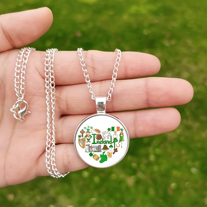 4pcs Irish-Inspired Jewelry Set with Necklace, Bracelet, and Stud Earrings