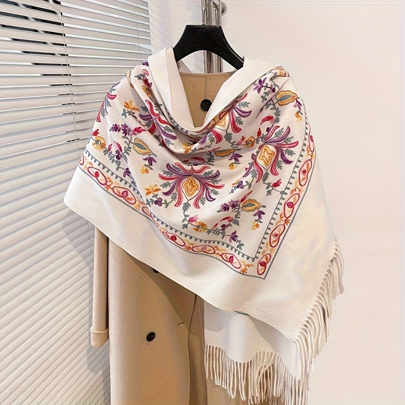 womens unisex vintage embroidery shawl scarf - Temu Oman