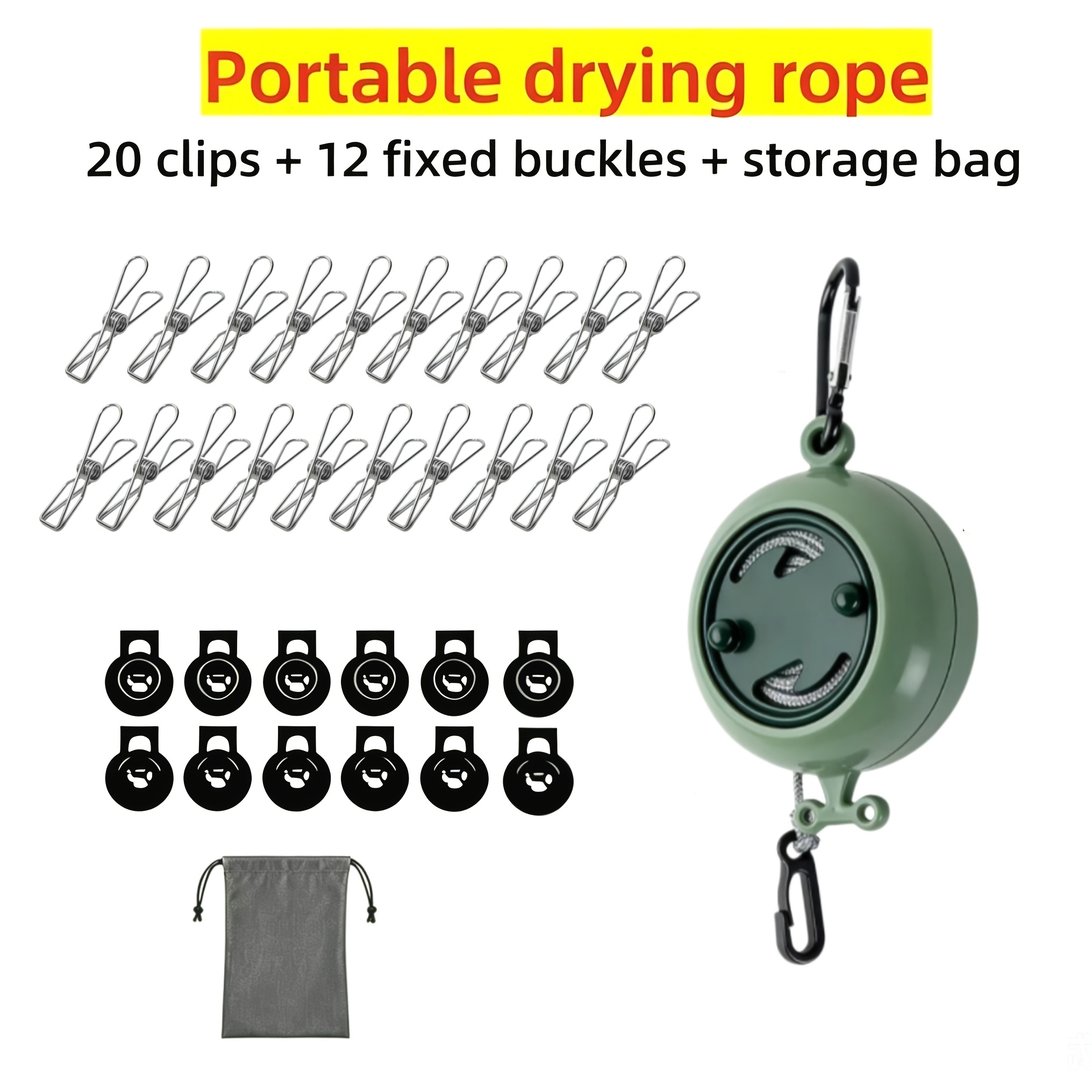 TEMU 2026 New Portable Clothesline For Camping And Travel, Lightweight And Compact, Adjustable Length And No Drilling Required, Easy To Set Up And