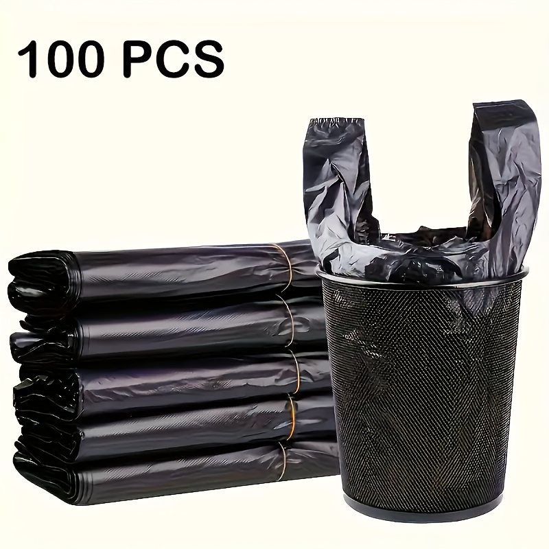 TEMU 100 Heavy-duty Disposable Trash Bags With Handles Convenient And Mess-free For Handling Household Waste