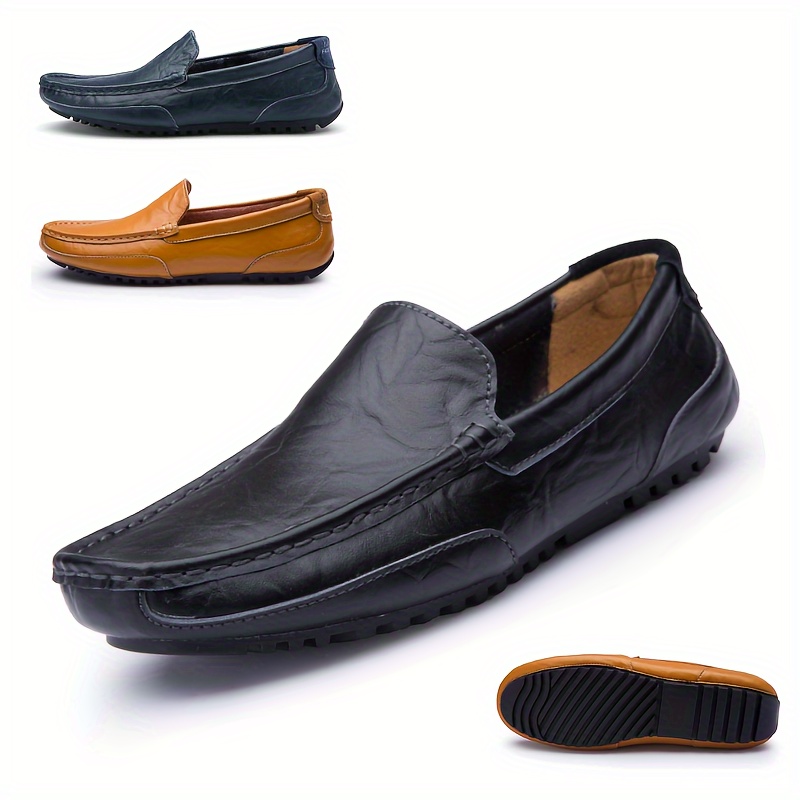 Men Microfiber Breathable Comfy Bottom Slip on Driving Casual Leather  Loafers Shoes