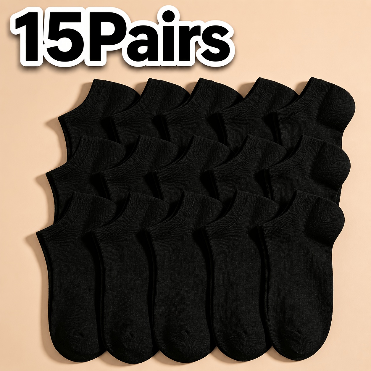 TEMU 15 Pairs Of Summer Unisex Solid Color Low-cut Shallow No-show Socks