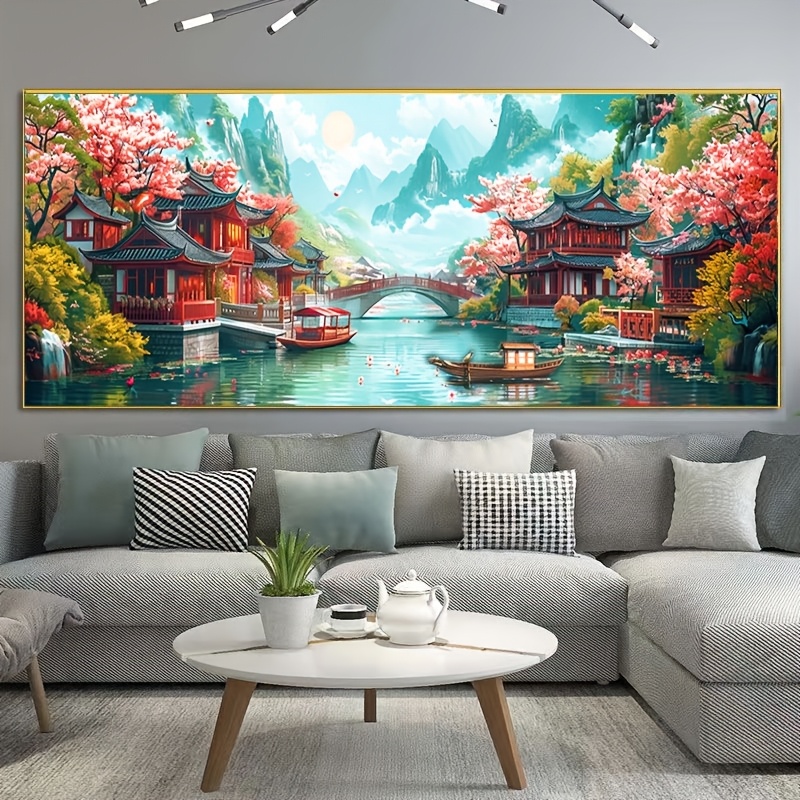 

Jiangnan Scenic Landscape Diy Stitch Kit - Large Embroidery Set With Colors, Fabric Materials & Fantasy Theme For All