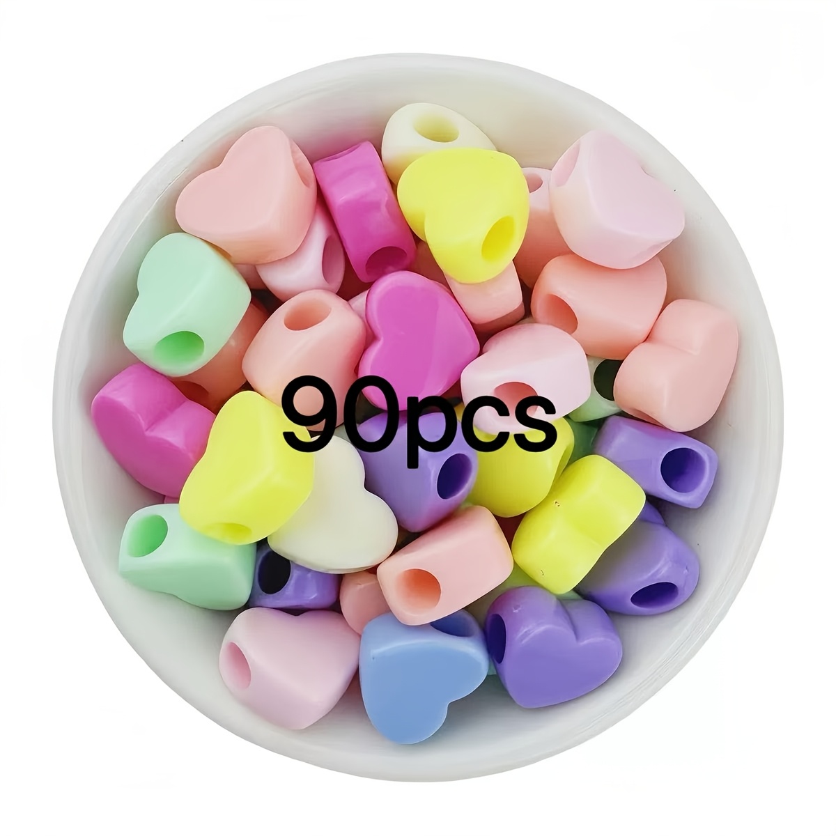 TEMU 90pcs Acrylic 14mm Cross Hole , Large Hole , Random Mixed Colors, For Beading, Pendant, Beading Pen, Umbrella Rope Making Additions Beads