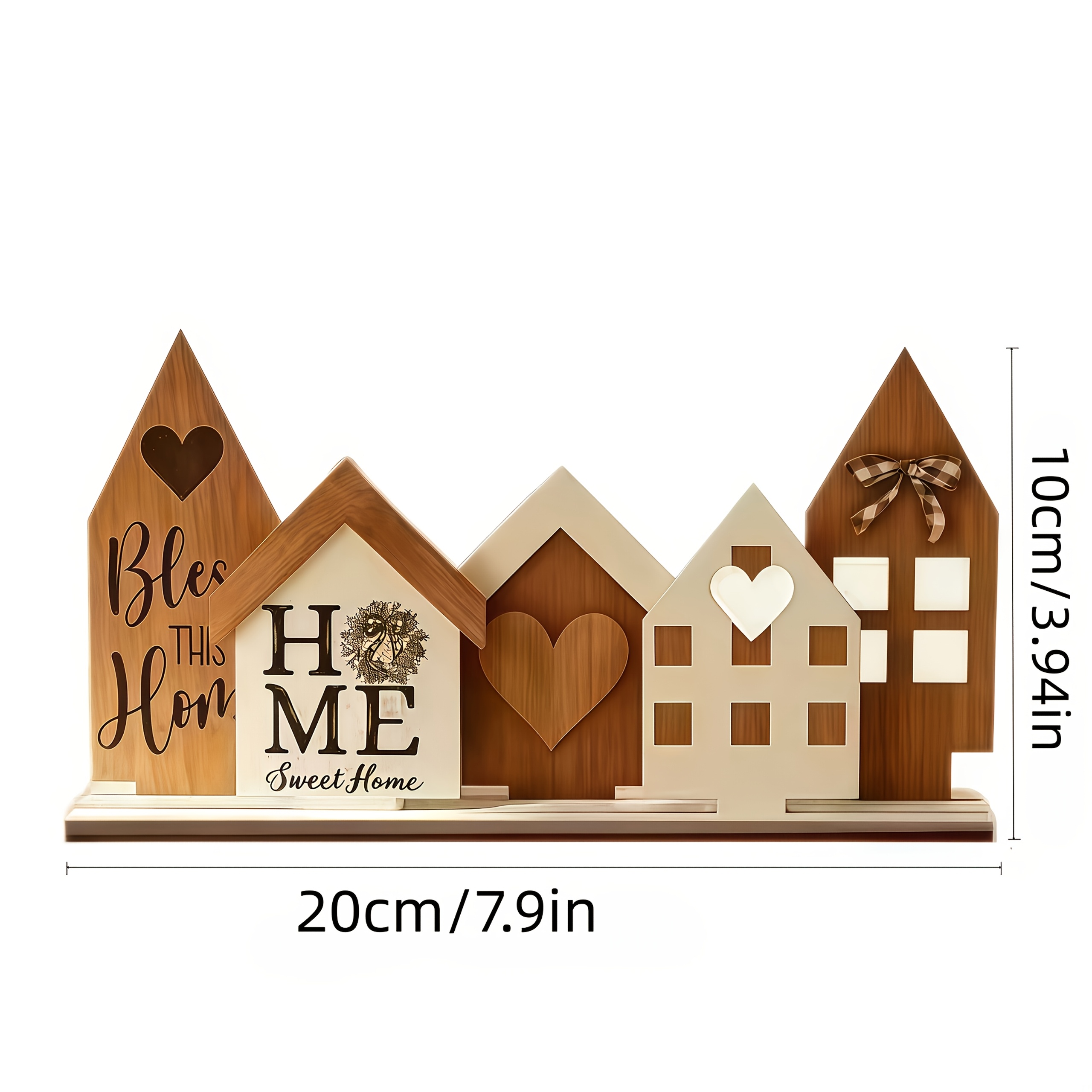 A - Pastoral Wooden 5pcs Cabin Family Decoration Creative Wooden Crafts Nordic Style, Retro Holiday, Durable Wood, Handmade , Decorative Ornaments, Suitable For Office, Living Room, Bedroom Decoration