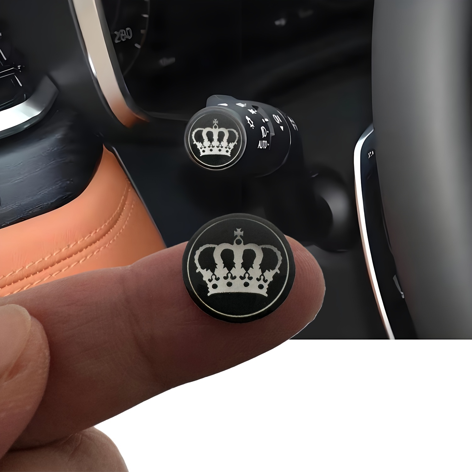 TEMU 2pcs Crown Automotive Badge Emblem Decals Polyvinyl Chloride Material, Universal Vehicles