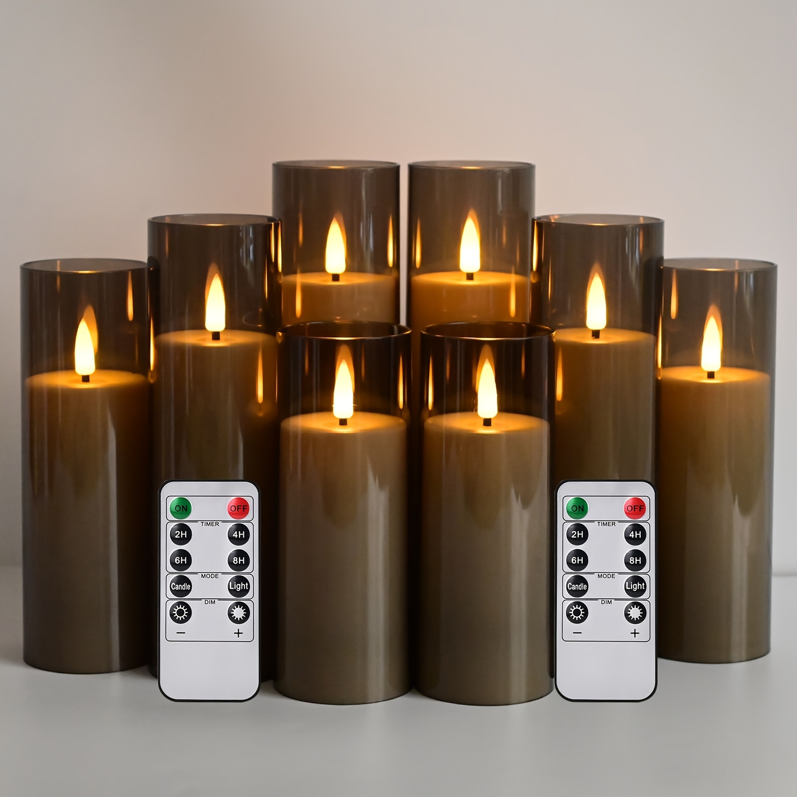 Image of 8pcs Led Pillar Candles For Wedding Decor Table Centerpiece, Flickering Realistic Battery Operated Flameless Candles With Remote And Timer For Easter Holiday Halloween Christmas Fireplace Home Decor