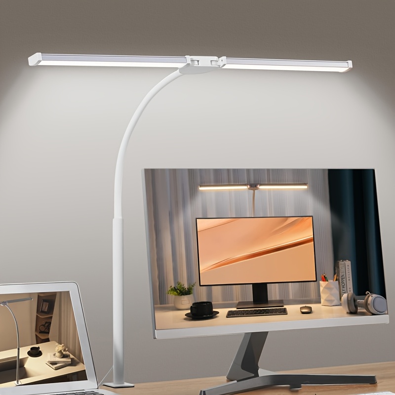 

2 Heads Led Eye Care Desk Lamp Clip - 3 , 10 Levels Of Brightness Level, Adjustable Angle, Usb Adapter. Suitable For Reading, Studying, , Monitor, Office