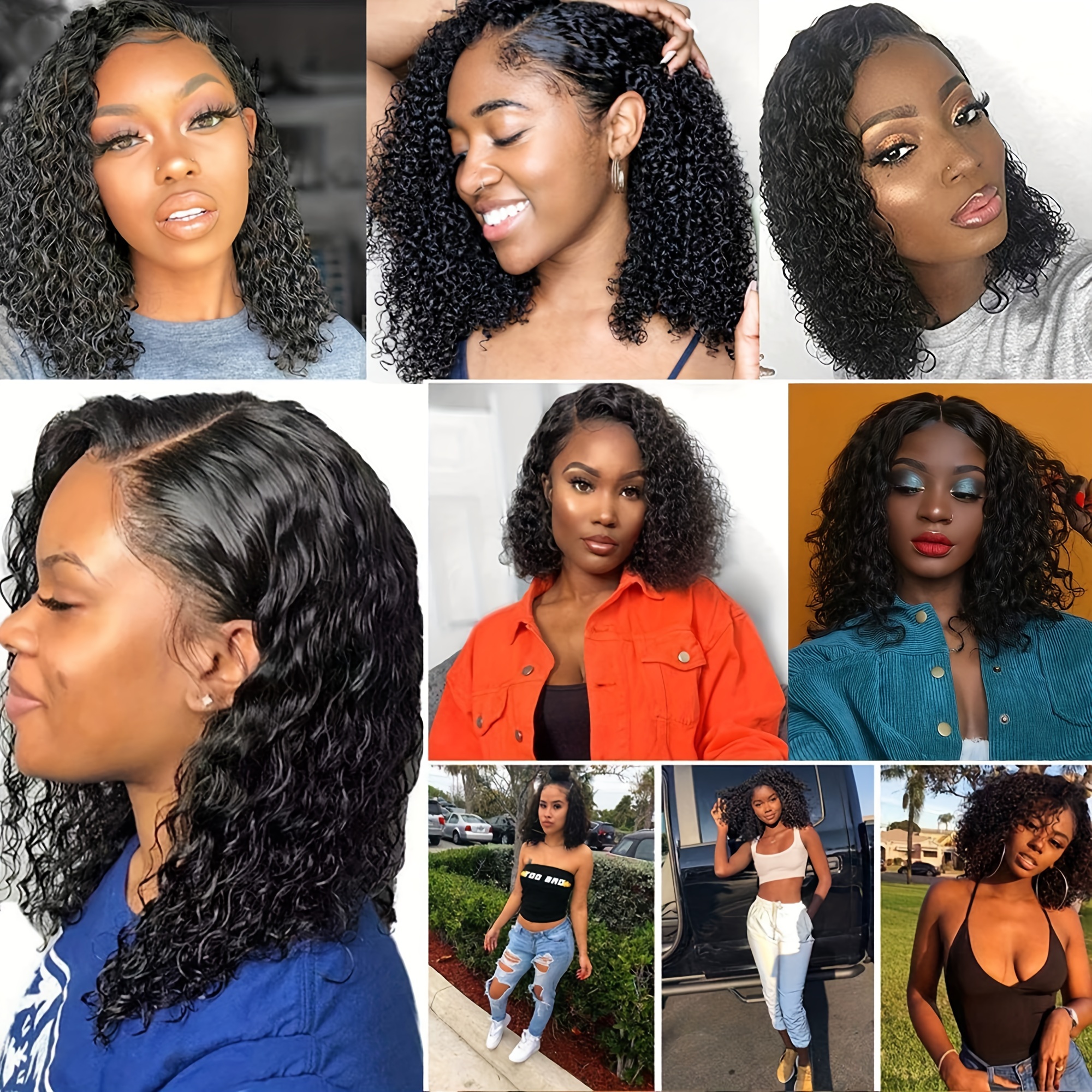  brazilian human hair wig water wave short bob with 4x4 lace front 150 density versatile for all women details 6