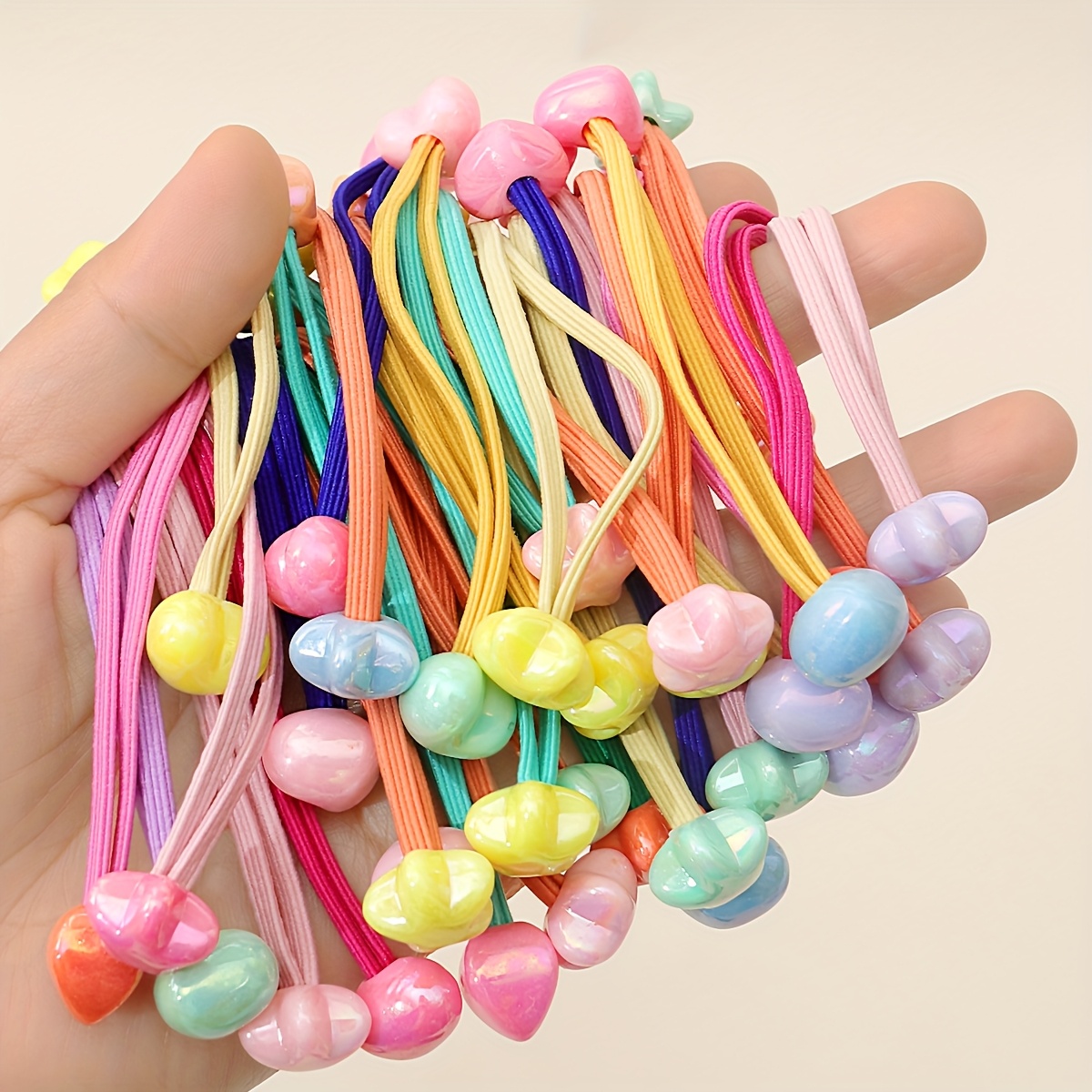 30 pcs high acrylic beads hair ties starry double - Temu