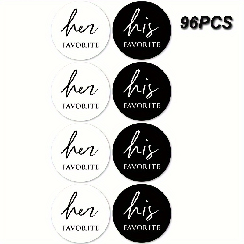 

96pcs Sticker Set - 2" Black & White, Labels For Wedding Favors, Bridal Showers & Party Gifts With Romantic Designs