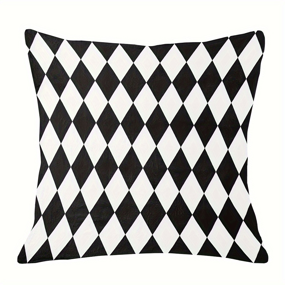 

1pc, Traditional Pattern, Short Plush Decorative Pillowcase, 18x18 Inches, Single-sided Print, Polyester, Zipper Closure, Hand Wash Only, For Sofa, Living Room, Bedroom, Office Home Decor, Bz-330