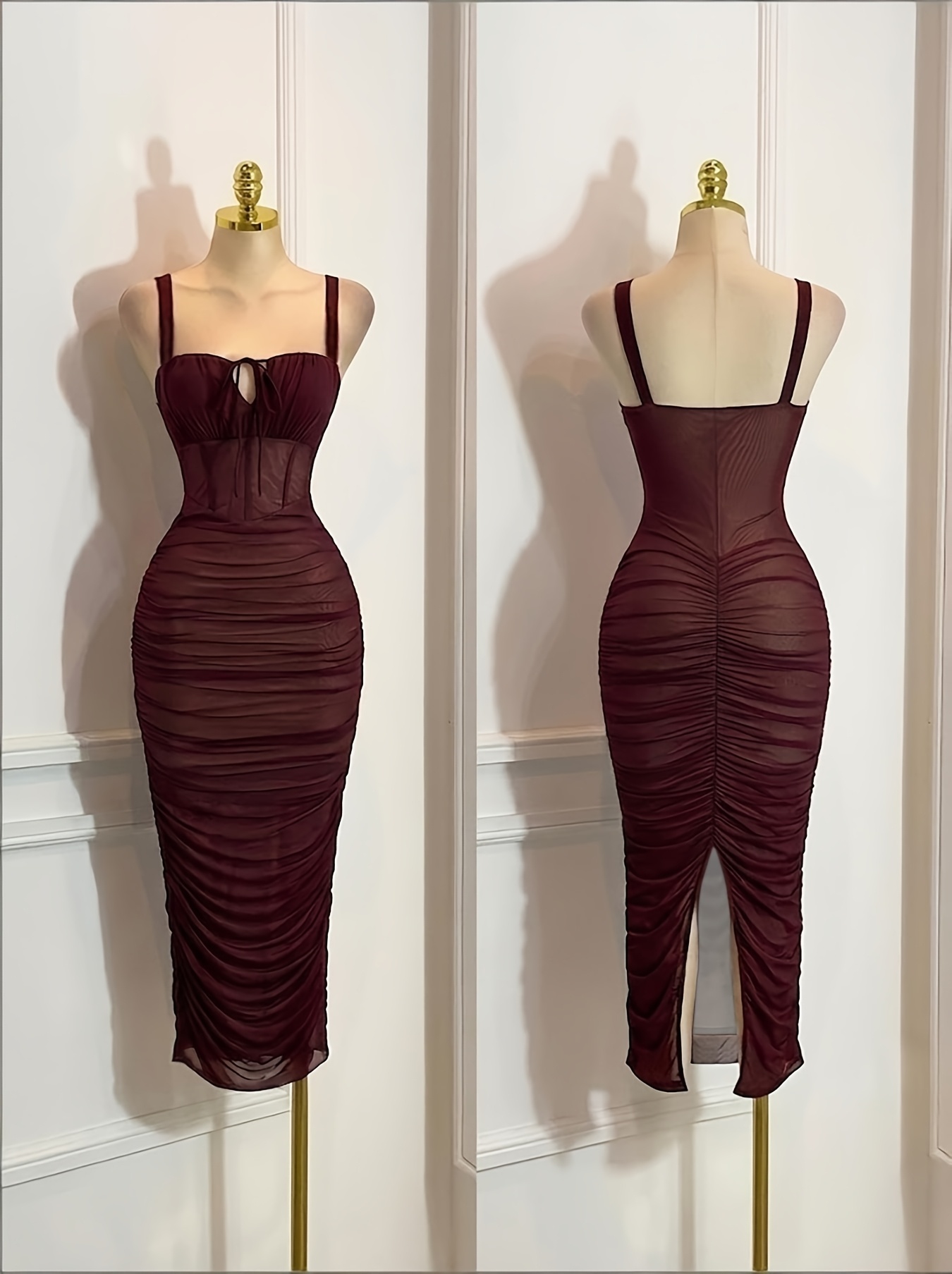 temu burgundy dress Burgundy Homecoming Dress 2023 Short Tight Plunging Neck Long Sleeves   AnnaCustomDress