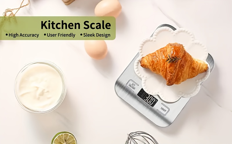 1pc   scale stainless steel food scale with lcd display portable electronic weighing tool battery operated non food contact abs material with 2 aaa batteries not included for coffee baking cooking measurement details 0