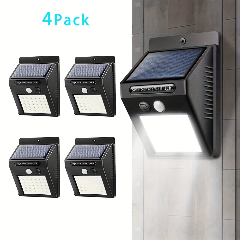 

4 Solar Motion Sensor Wall Lights -30 Led, Solar Wall Lights For Front Door, Backyard, Garage, Balcony, Dustproof And Rating