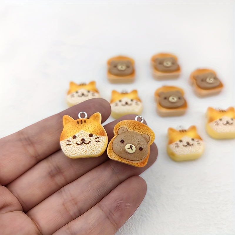 

10pcs Bear Fox Bread Charms For Jewelry Making Funny Pendants Crafts Diy Earring Keychain