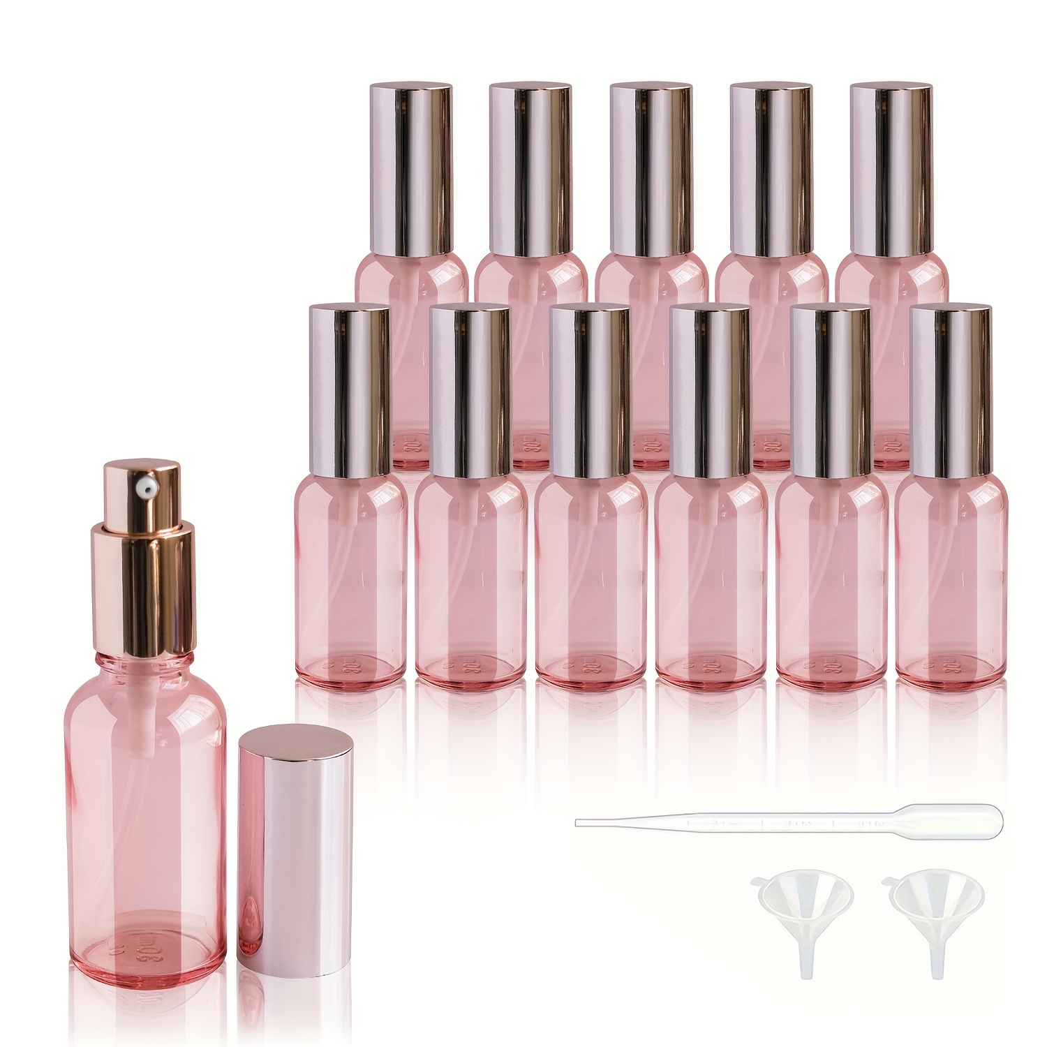 

12/4pcs, Pink Spray Bottle, 1.01oz/30ml Glass Spray Bottle, Little Refillable Liquid Containers For Watering Flowers Cleaning Perfume Labels, Funnel & Pipettes