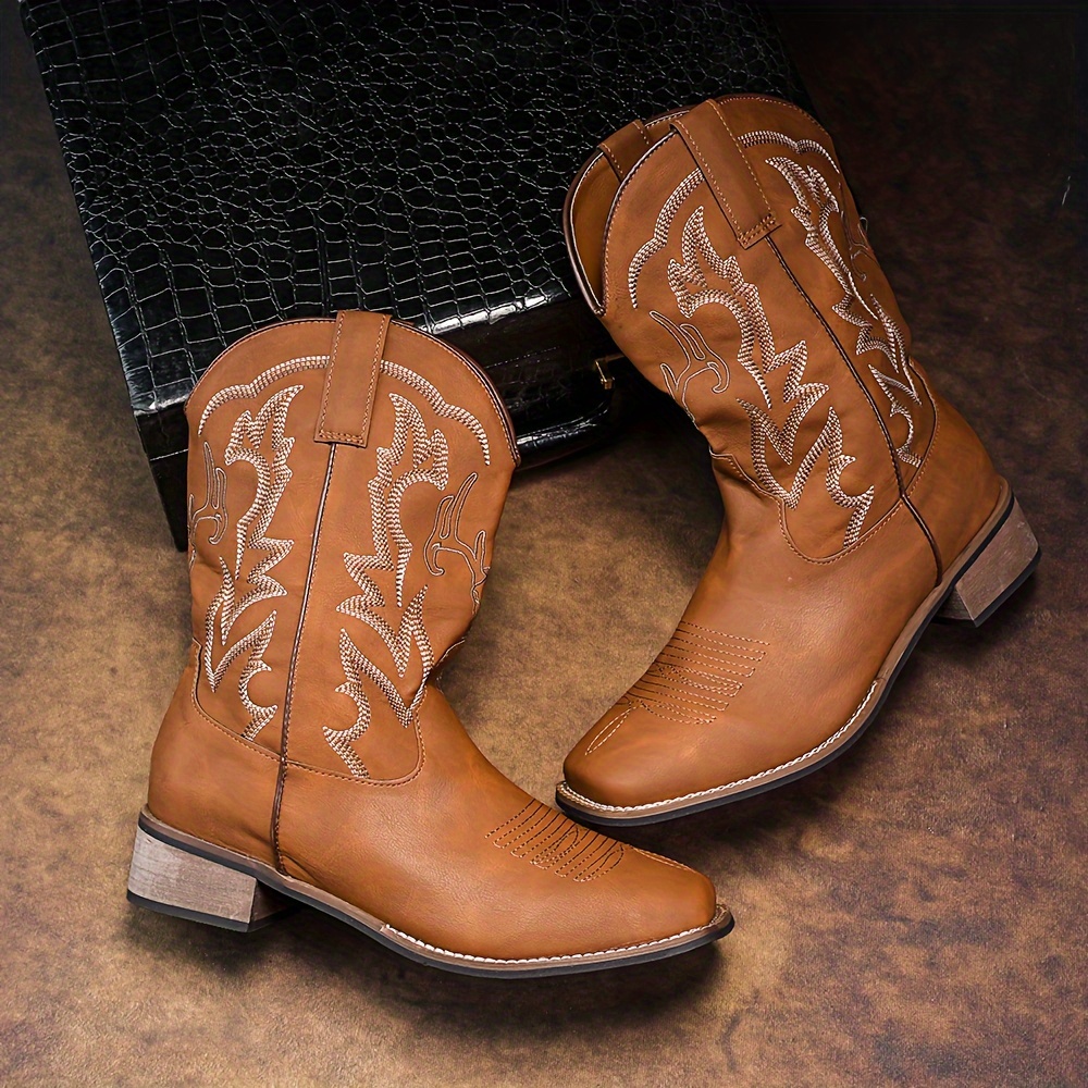 botas de vaquero para hombre, botas altas bordadas, y cómodas