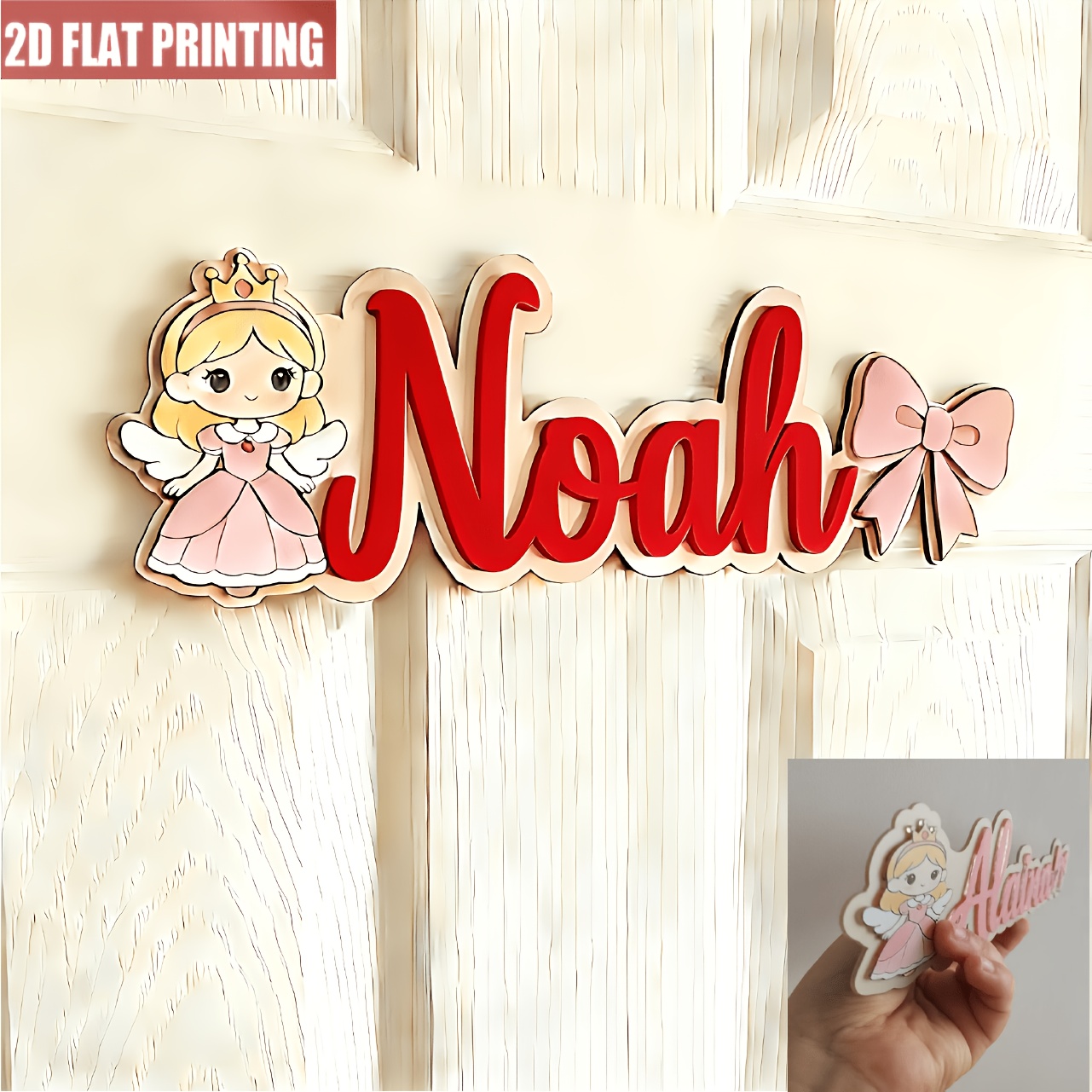 TEMU 2D, 2D Personalizado Acrílico con Logotipo de de Princesa y - Decoración de Pared Temática de Rosa, Dormitorio, Sala de Juegos, Placa de
