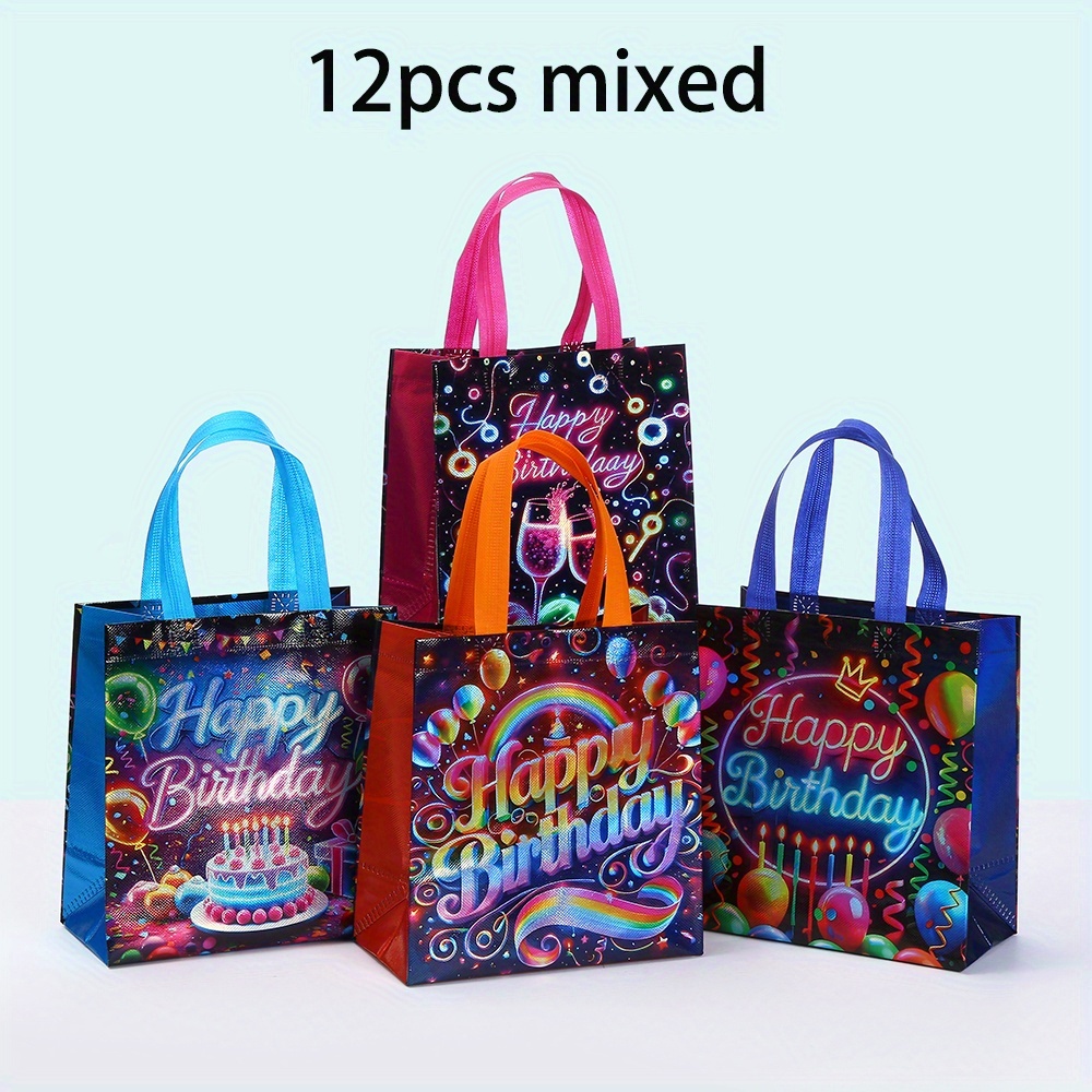 Image of Gift For Her/him Birthday Party Non-woven Fabric Happy Festive Gift Bags With Handles, Happy Gift Bags Party Decorations Shopping Gift Packing Bag, Halloween