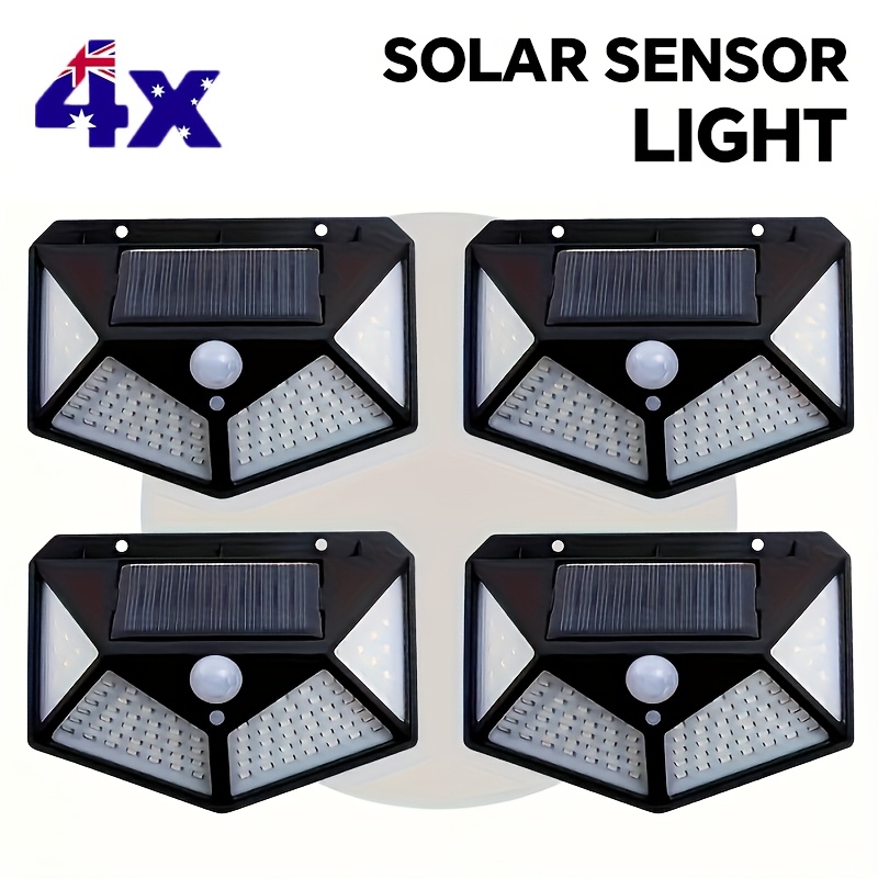 TEMU 8pcs/4pcs Solar Outdoor Motion Sensing Wall Sconce, Motion Sensor Solar Wall Sconce Waterproof, 100leds 3 Lighting Angle For Yard, Fence, Patio,