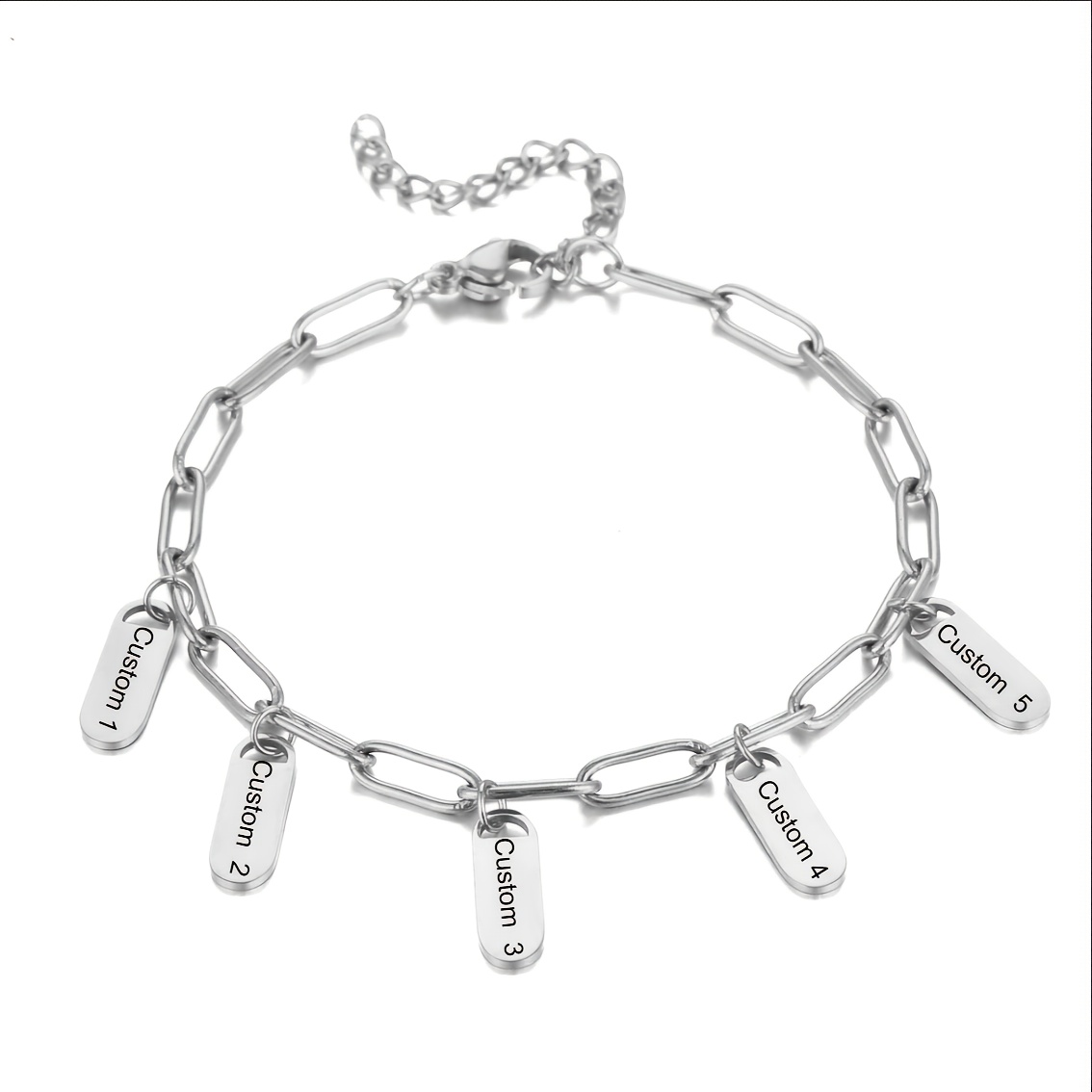 TEMU Personalized Custom Women' Chain Initial Tag Bracelet, Engraved With Names, Perfect Birthday Gift For Mom Girlfriend, Golden Plated Adjustable,