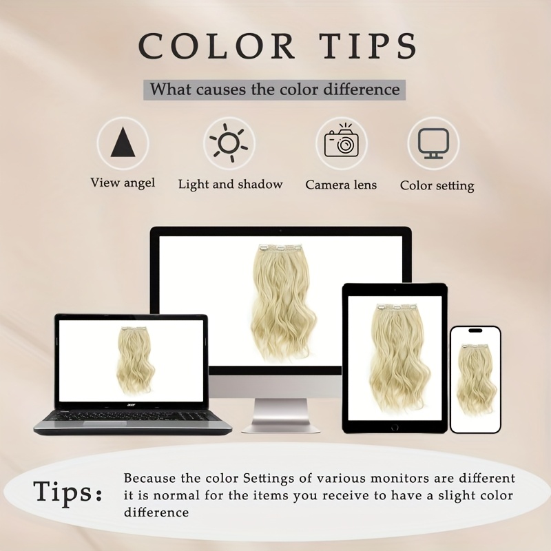 elegant 20 inch v shaped clip on wig for women long curly wavy hairpiece with 4 hidden clips natural look multiple colors beige     daily wear special occasions versatile hairpiece sleek hairpiece   hairpiece details 5