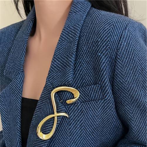 1pc western premium metallic design exaggerated 8 shaped brooch light luxury coat pin