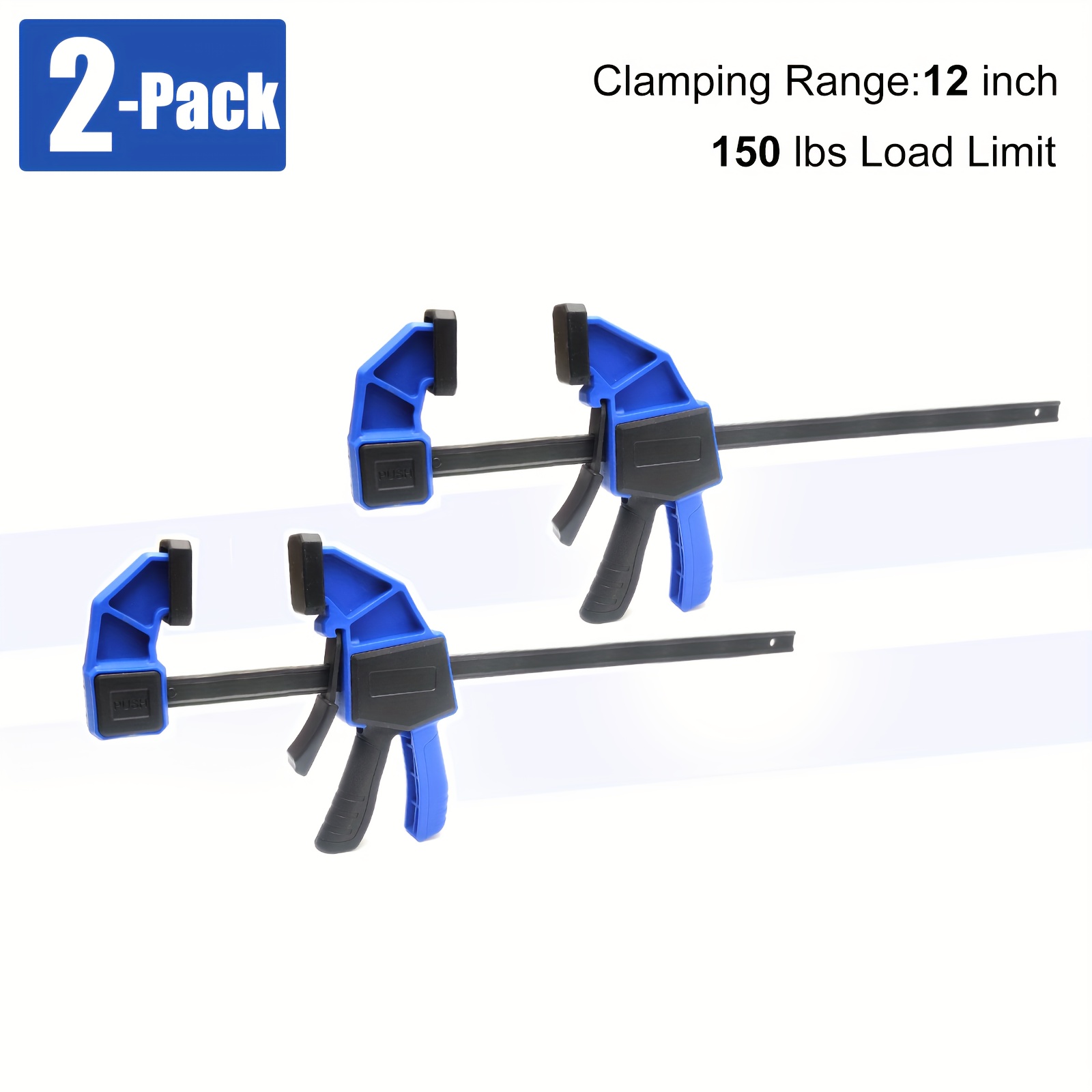 Image of 2-pack Bar Clamps For Woodworking 6-inch 12-inch Clamp/spreader -handed Wood Clamps Set Light-duty Button F Clamp For Woodworking Metalworking Carpenter With 300 Lbs Load Limit