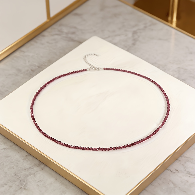 Exquisite 2mm Stone Bead Necklace, Featuring A Minimalist And Elegant Design, Perfect For Casual Attire Or Vacation