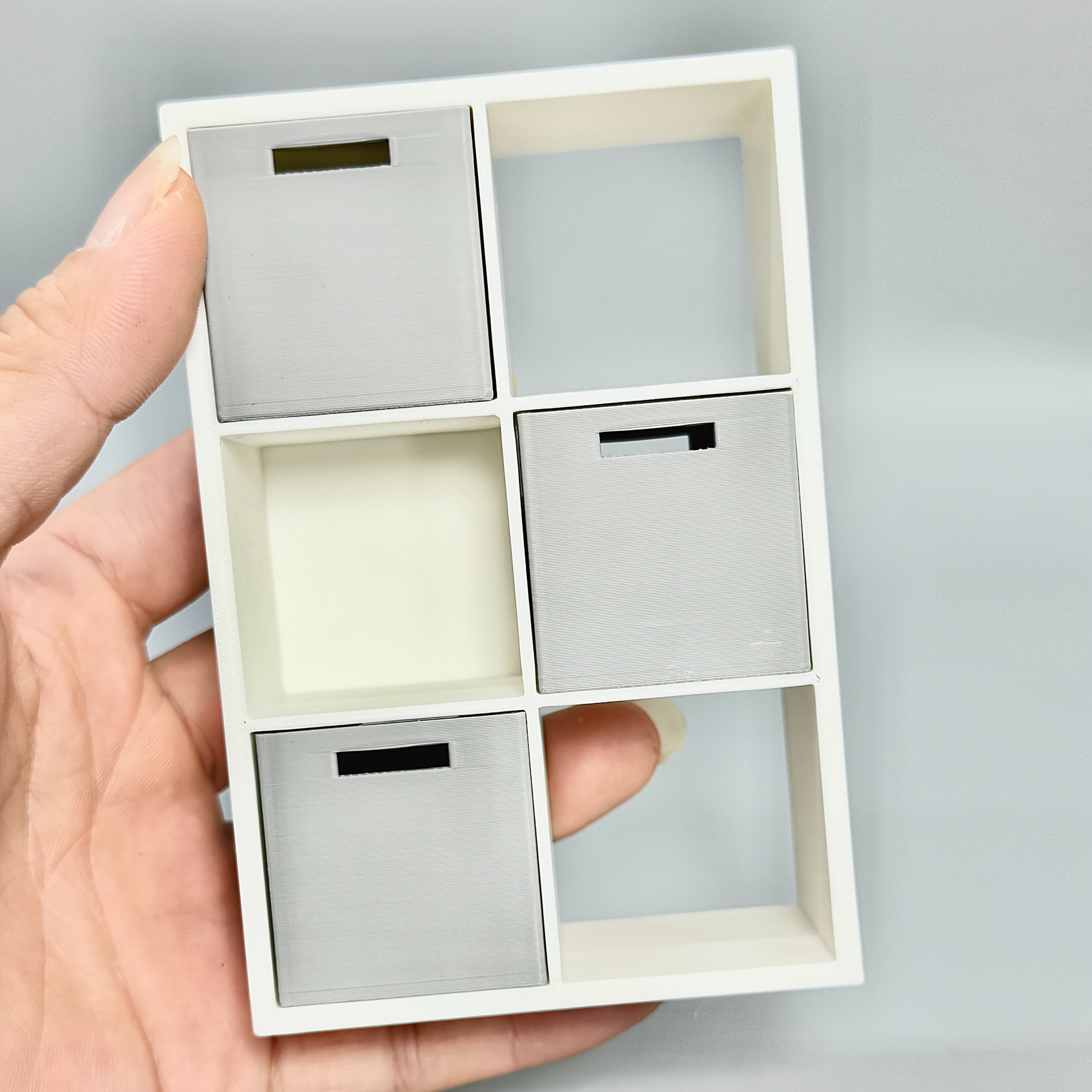 Image of 1:12 Scale Dollhouse Bookshelf | Mini Bookshelf Storage Cabinet, Miniature Storage Box, Combinable Drawers, Durable Pla Material, Mixed Color Display Piece