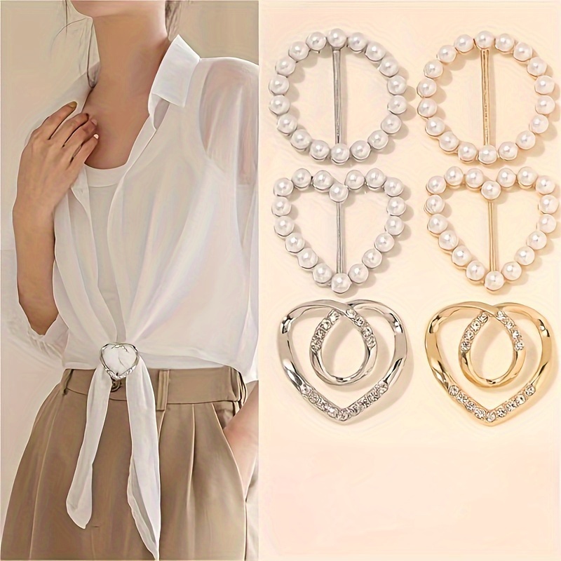 Элегантный набор из 11 штук жемчужных круглых зажимов для шарфов, универсальный сплав, модный аксессуар для футболок и блузок, детали 10