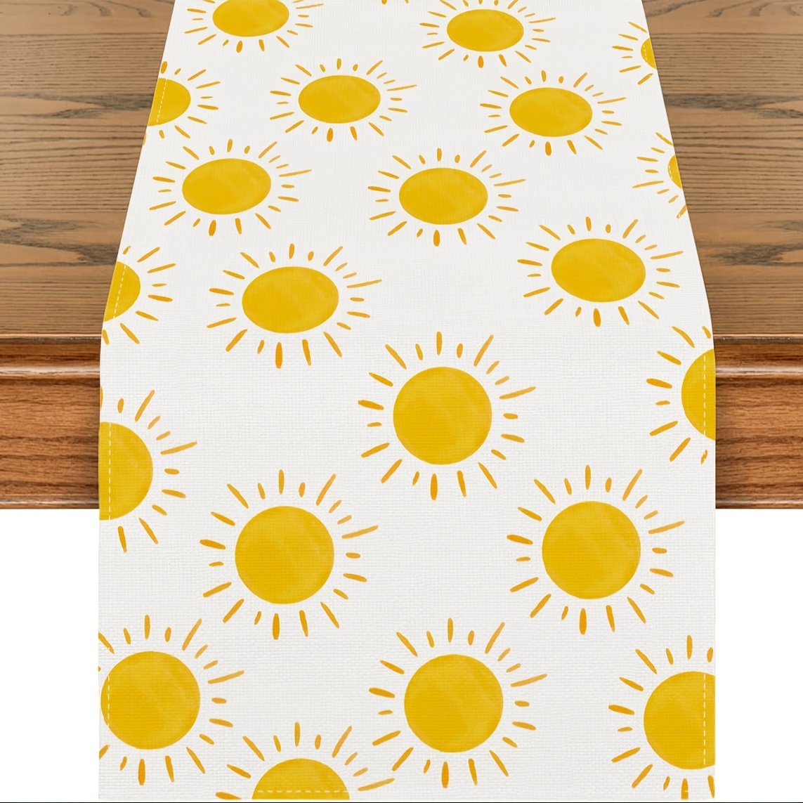 TEMU 1pc, Table Runner, Yellow Sunshine Theme Table Runner, Summer Seasonal Kitchen Dining Table Decoration For Home, Party Decor