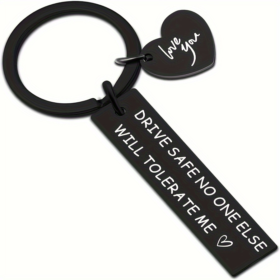 

Drive Safe" Engraved Stainless Steel Keychain With Heart Charm - Romantic Black Gift For Husband, Wife, Boyfriend, Girlfriend - Ideal For Birthdays, Anniversaries, Thanksgiving, Father's Day