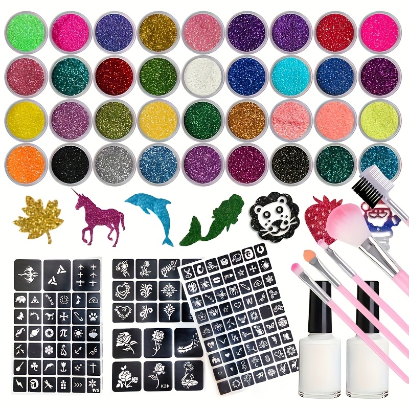 Image of Temporary Glitter Template Paper Set, Durable, Suitable For Face, Body, , , Makeup Balls, Homecoming Parties, Christmas Theme Diy Glitter Stickers.