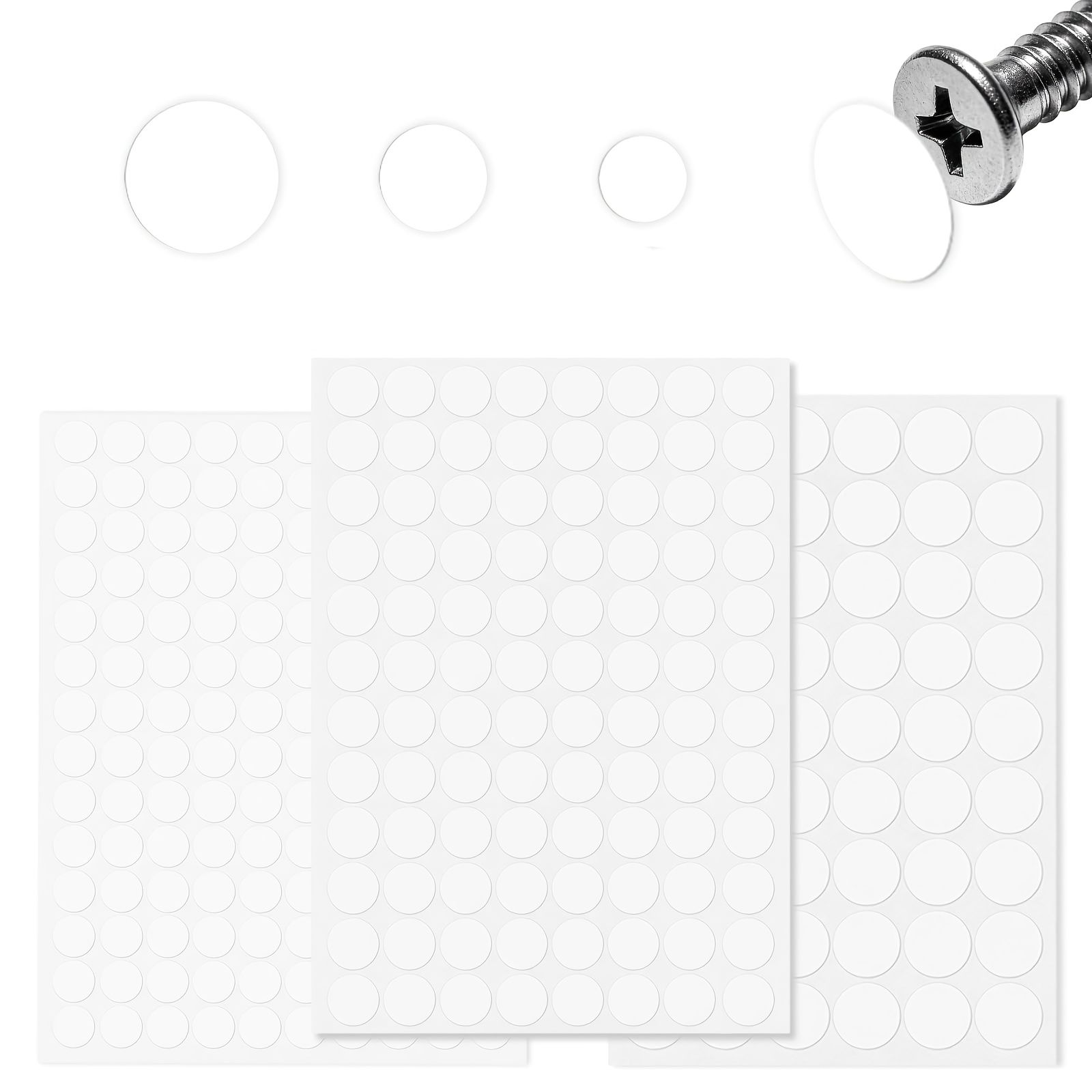 TEMU Adesivi autoadesivi per di viti da 290 pezzi, tappi coprivite in PVC , tappi rotondi antipolvere per viti da 12/15/21mm per mobili, armadietti,