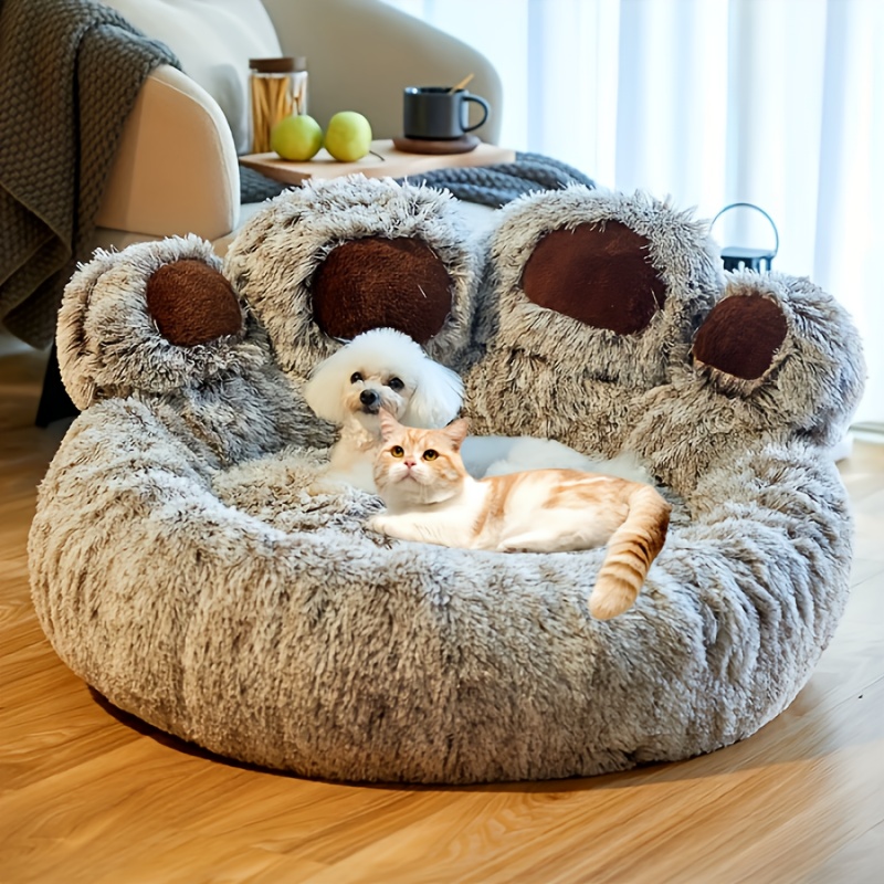 Camas Para Gatos, Casa De Felpa Suave Y Larga, Cama De Perro Redonda