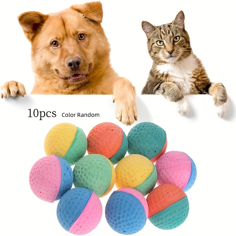 

10pcs Cat Foam Ball Toys, Interactive Sponge Balls For Pets, Soft Bouncy Quiet Durable Bite Resistant, Easy Clean Rubber Balls For All Breed Sizes - Assorted Colors