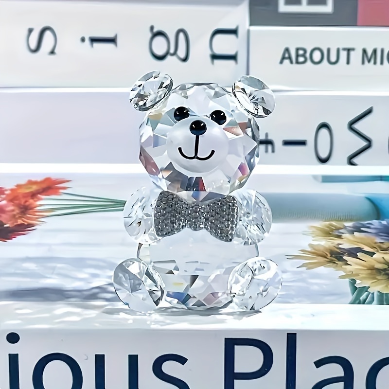 1pc Crystal Bear Doll Bear, Crystal Crafts Home Decor, Doll Holiday Decor, Study Bedroom Decor, Halloween Christmas Birthday Valentine's Day Holiday Gift, Perfect For Thanksgiving