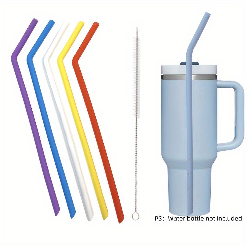 

5pcs 12inch Extra Long Silicone Replacement Straw For 30oz/40oz Stanley Cup, Reusable Flexible Tall Drinking Straw For Quencher Tumbler With Handle 64oz