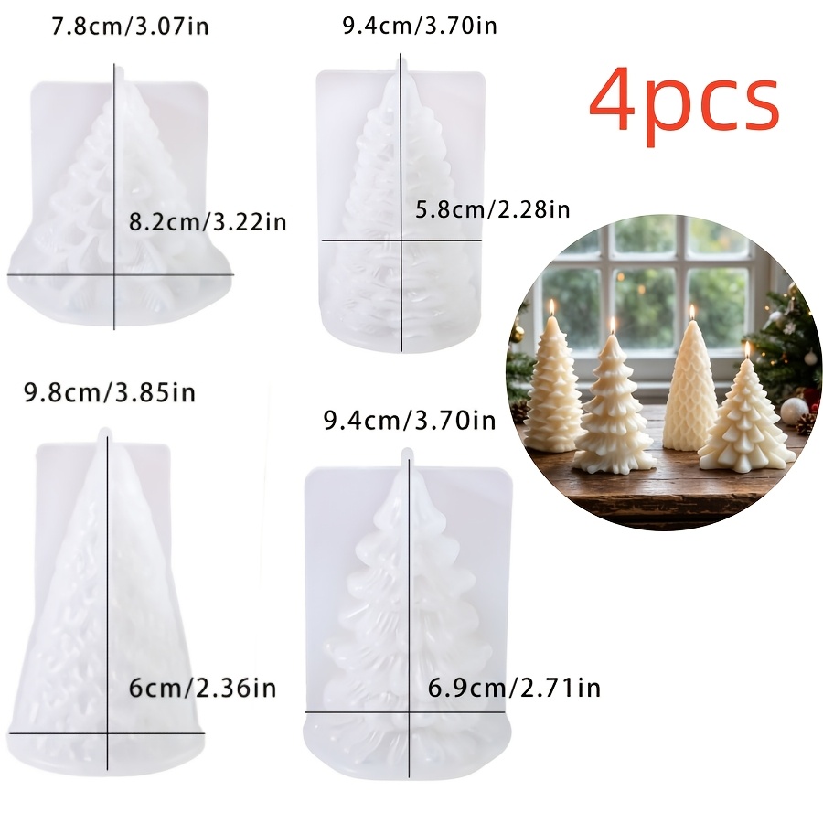 TEMU Stampo natalizio in resina e silicone, set da 4 pezzi di ornamenti per albero di Natale, stampo in silicone per candele, decorazione natalizia