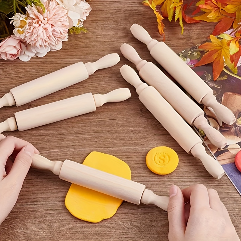 

8pcs Wooden Rolling Pin Set For Baking - Pizza, Cookies & Crafts, 7.87" , Art Supplies