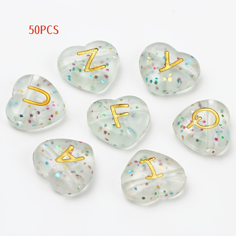 Image of 50pcs Starry Sky Golden Letter Beads 11x12mm, Making Supplies - Durable Craft Accessories For Necklace And Bracelet Crafting, Materials