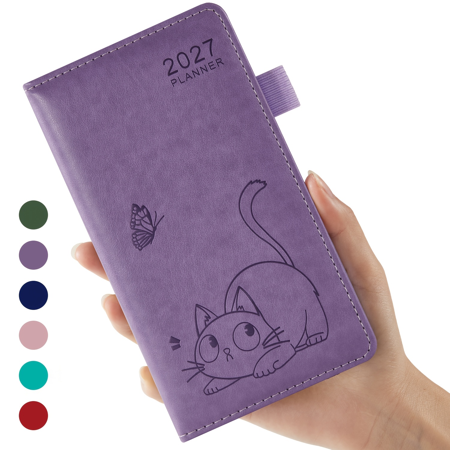 TEMU Agenda de poche DAY 2027 pour sac à main et portefeuille - Mini calendrier hebdomadaire et mensuel A6 avec onglets mensuels, carnet de poche à