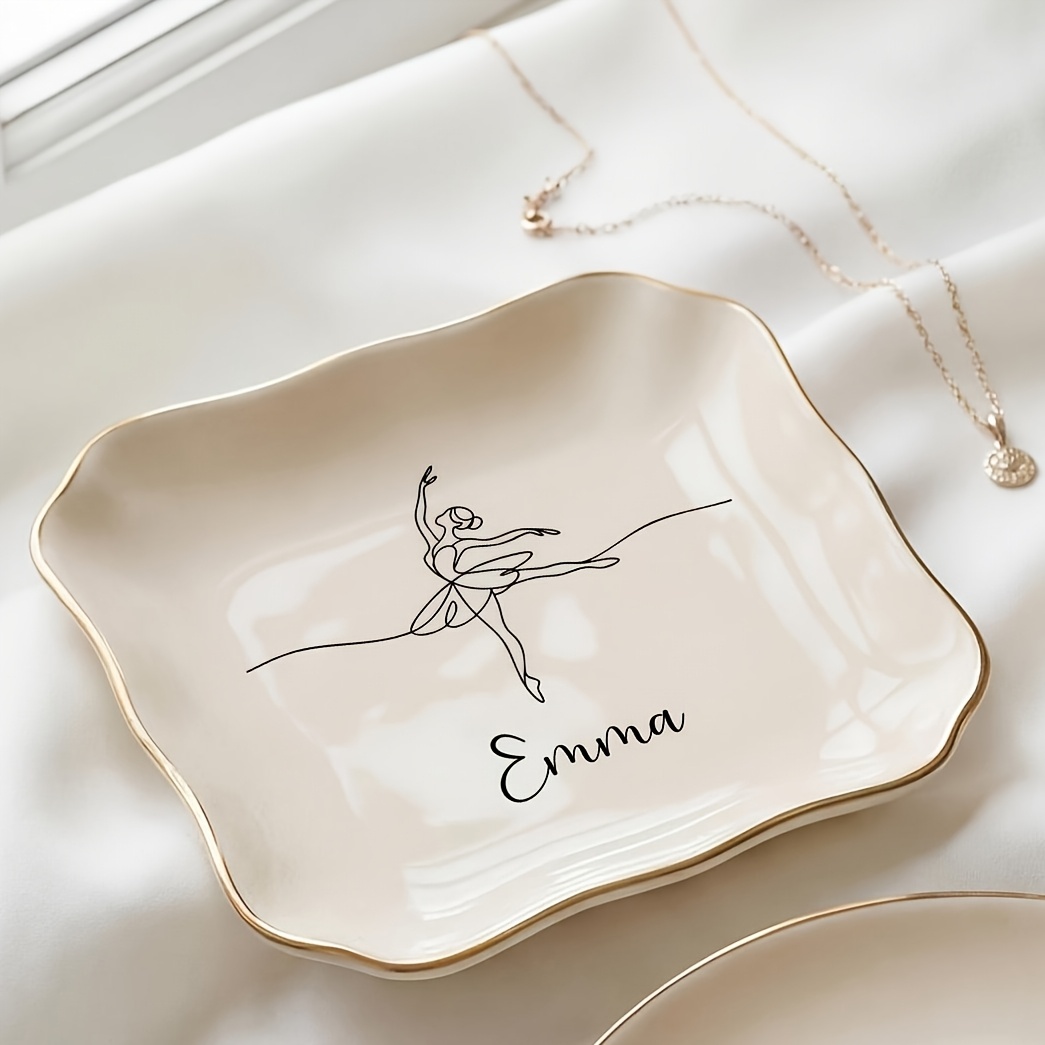 TEMU Portagioie Ballerina Personalizzato con , Vassoio Portaoggetti in Ceramica Custom, Regalo Unico per del Balletto, Regalo d', Regalo Compleanno